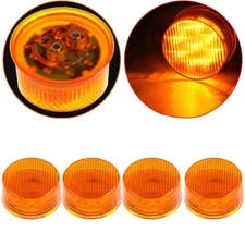 4X Amber Round 2" 9 Led Truck Trailer Side Marker Clearance Tail Light 12V New