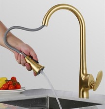 Kitchen Faucet Pull Out Kitchen Tap Single Handle Brushed Gold Water Mixer Taps