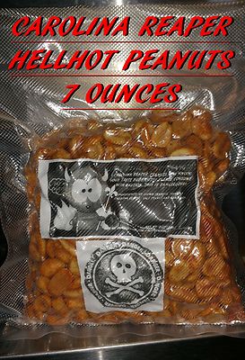 Carolina Reaper/ Moruga Scorpion/ Ghost Pepper PEANUTS~7 OUNCE OF INFERNO NUTS.
