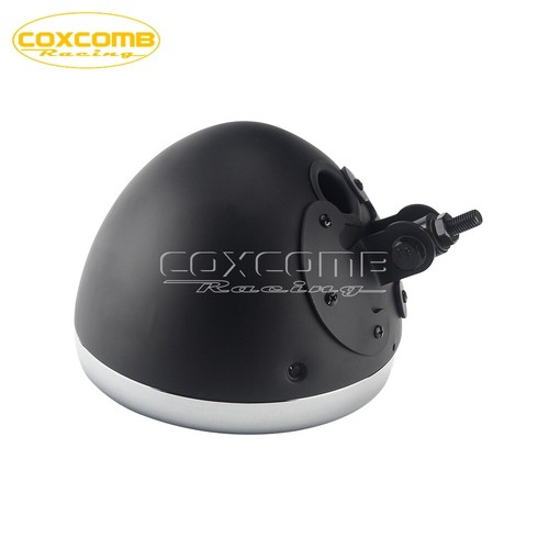Matte Black &Chrome Round 7'' Headlight Housing Shell Bulb Bucket For Chopper - Picture 2 of 8