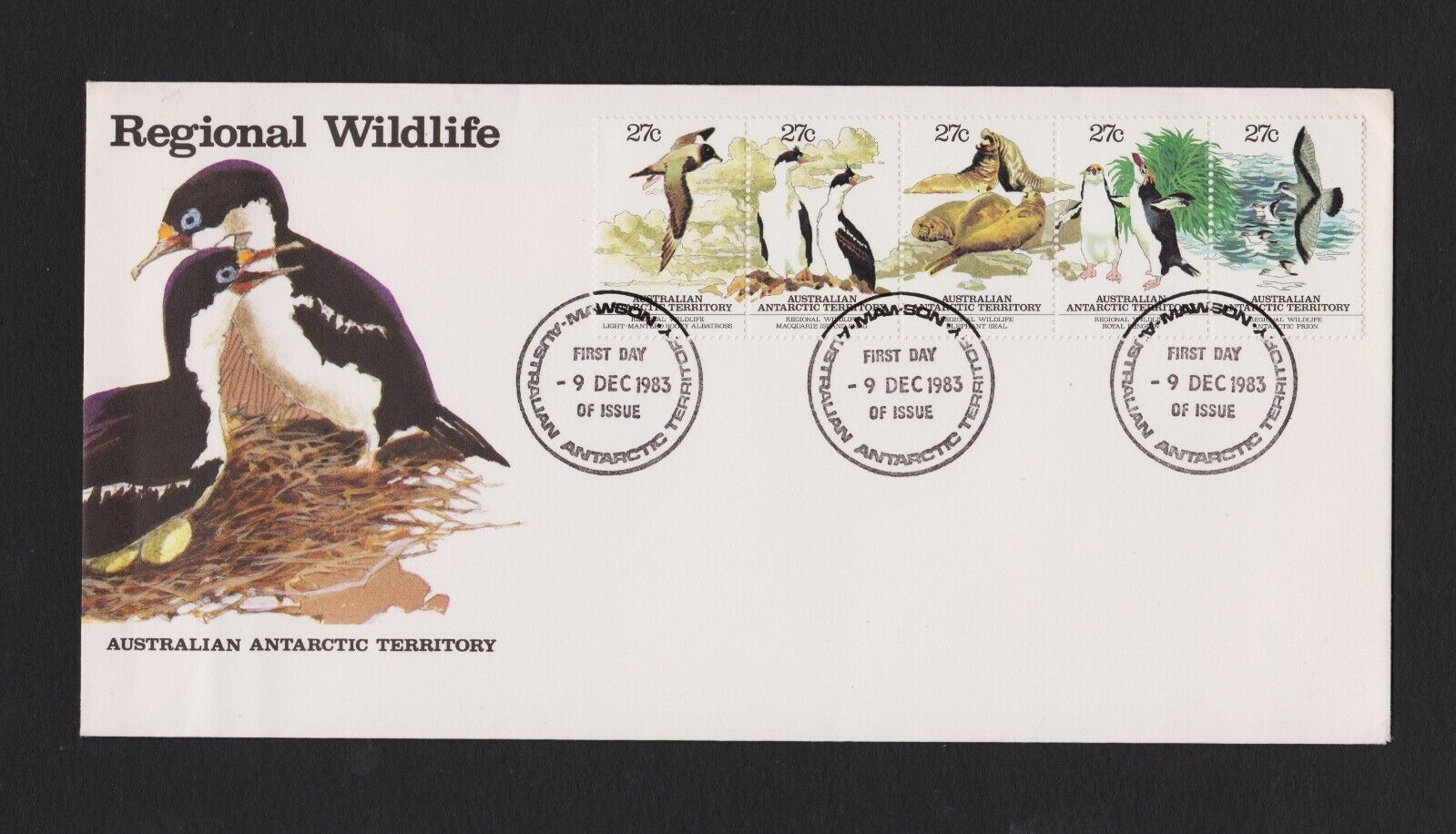 Australian Antarctic Territory 1984 Regional FDC. Base 限定品 最大47%OFFクーポン Wildlife Mawson