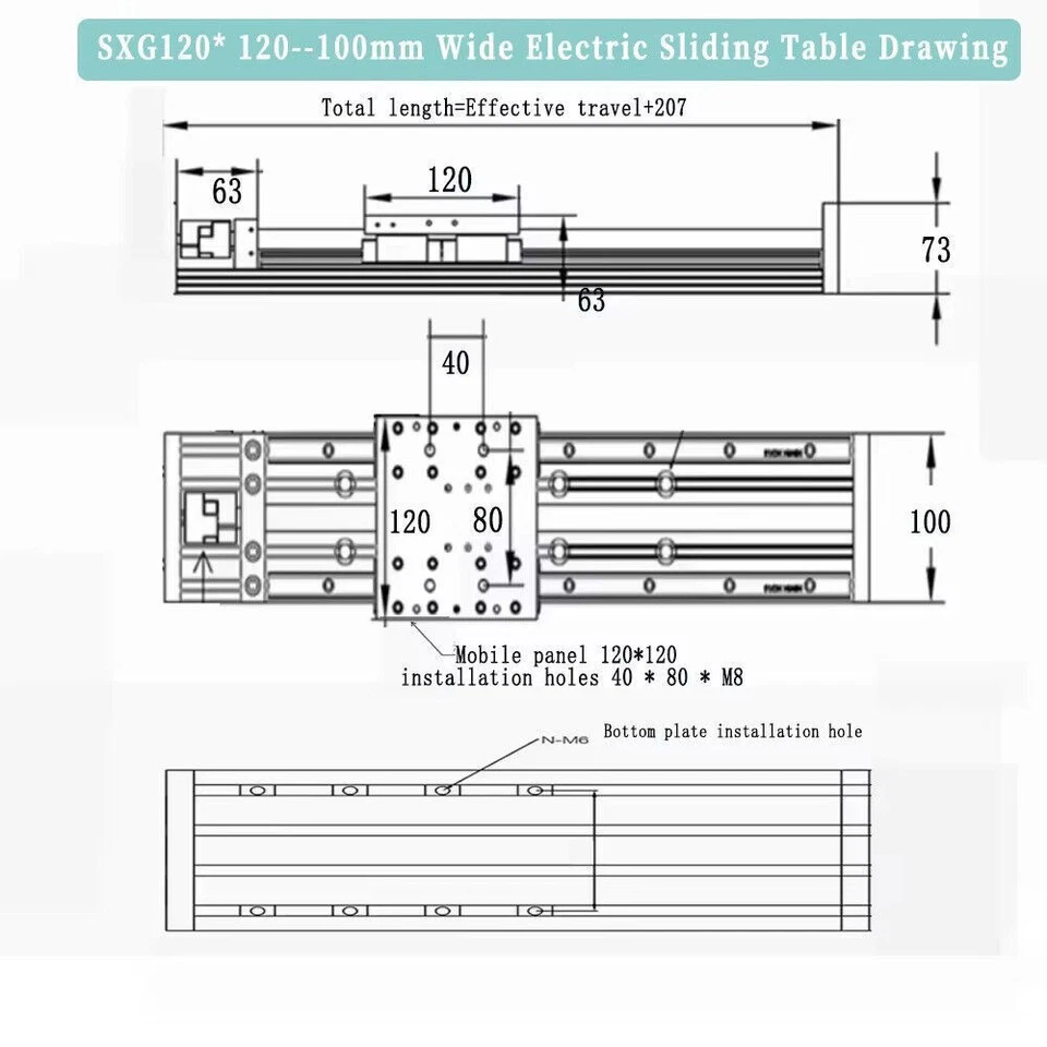 Heavy Duty Linear Ball screw Stage 70-100kg 4PCS*HGR15 X Y Z CNC Slide Table - Image 4 of 4