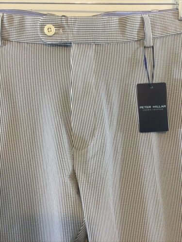 PETER MILLAR CROWN CRAFTED GOLF STRETCH SEERSUCKER STRIPED CHINO PANTS 36x32 NWT