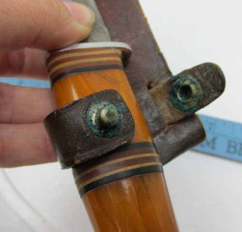 Vintage Western Auto USA 8533 Yellow Orange Fixed Blade Knife W/ Leather Sheath - Picture 11 of 12