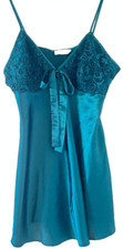VTG Inner Most Night Gown Sz Large Emerald Green Satin Slip Dress Chemise
