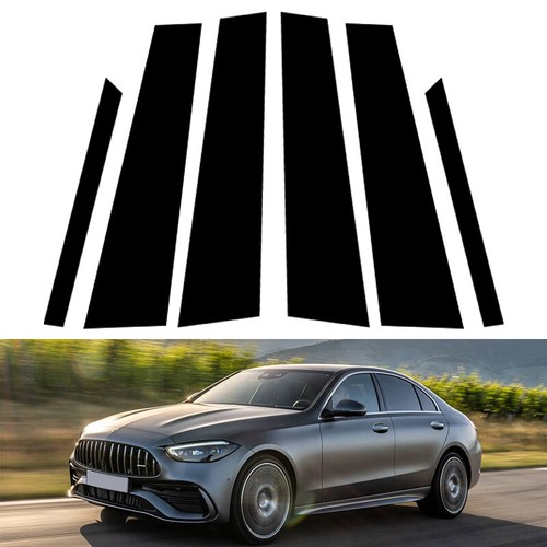 Window Pillar Posts Sticker Black Fits For Mercedes-Benz C-Class 2022 2023 2024 - Picture 7 of 12