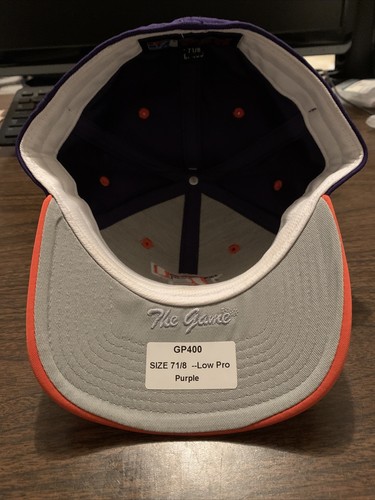The Game Falcons Fitted Cap Hat Sz. 7 1/8 New GP400 Purple/Orange - Picture 6 of 6