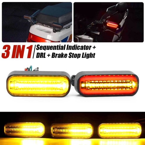2PCS Motorcycle Squential Indicator DRL LED Turn Signal Light Brake Stop Lamp - Picture 2 of 18