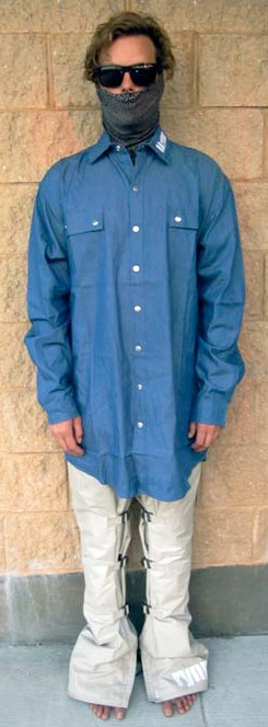 Akrynm "Tall button-up Denim" Long sleeve XLT - Blue Ski / Snowboard Hoodie