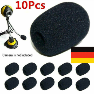 10x Headset Mini Mikrofon Windschutz Popschutz Schwamm Windschutzscheibe Schwarz