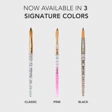 Kiara Sky Acrylic Nail Brush 100% Kolinsky - Size #8 to #20 Clear/ Pink/ Black