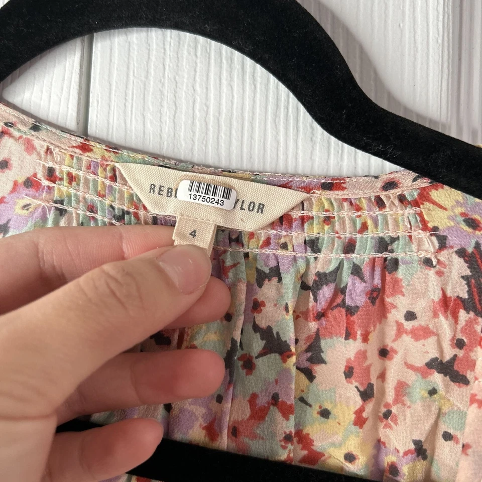 Платье с запахом Rebecca Taylor Margo розовое с цветочным принтом короткий рукав женское размер 4 - Изображение 4 из 4