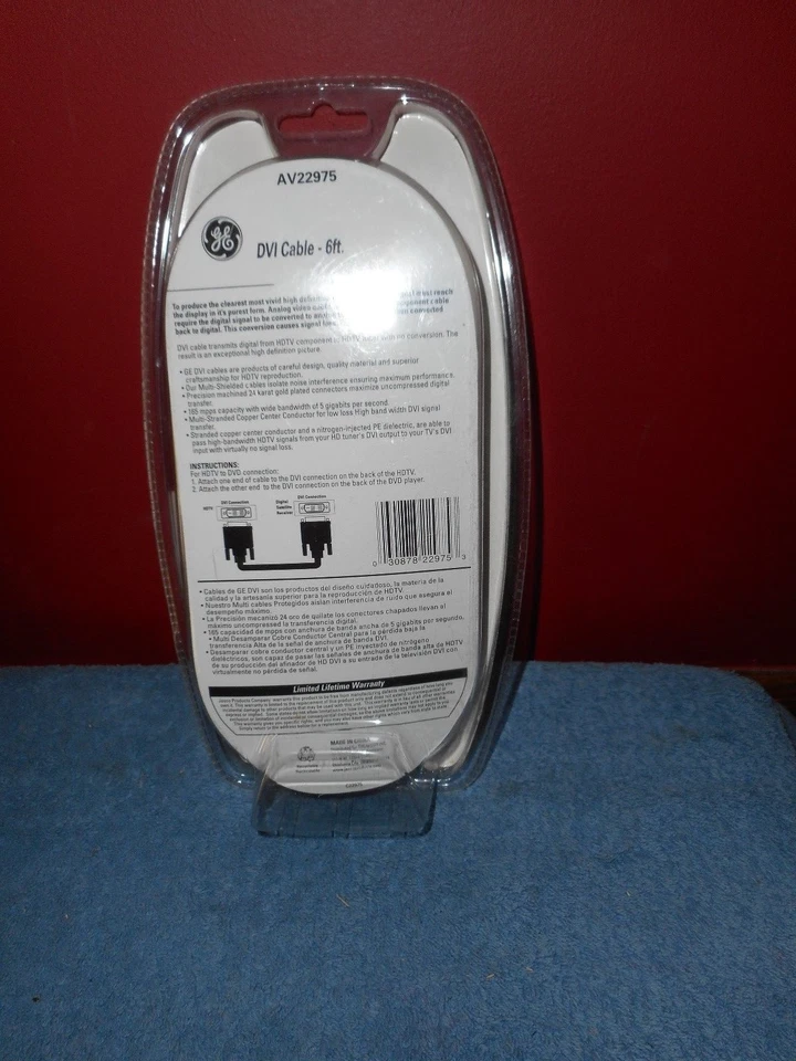 GE DVI CABLE 6' ULTRA PRO GRADE 24KT GOLD PLATED CONNECTORS HDTV HOME AUDIO - Image 3 of 4
