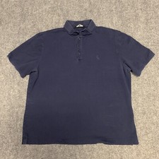 Hart Schaffner Marx Shirt Men's Large Blue Polo Short Sleeve Cotton Blend