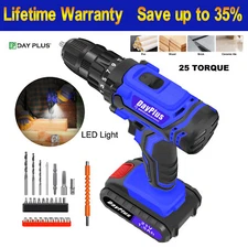 Cordless Drill 21V Li-Ion Drill Driver Set Combi Electric Fast Charger & Battery