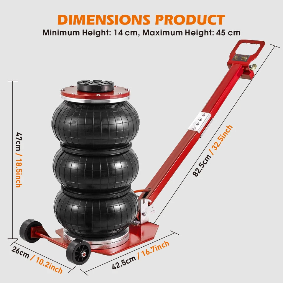 5 Ton/11000 lbs Triple Bag Air Jack Pneumatic Jack Car SUV Lifting Heavy Duty Au - image 3 of 4