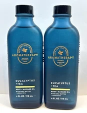 NEW Eucalyptus Eucalyptus Tea Body + Massage Oil 4 oz Bath & Body Works Lot of 2