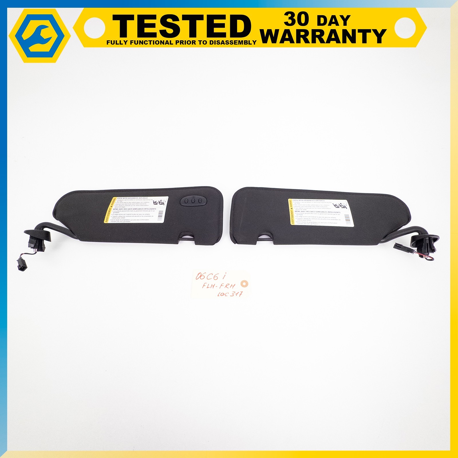 05-13 CHEVROLET CORVETTE C6 FRONT LEFT RIGHT SUN VISOR SHADE MIRROR LIGHT SET OE