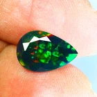 1.52Ct IF First-class Pear cut 12 X 8 mm 3D Multi color Disco Black Fire Opal