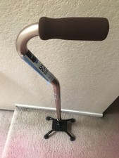 Medline Quad Adjustable Walking Cane with 4 Pronged Base for Extra Stability