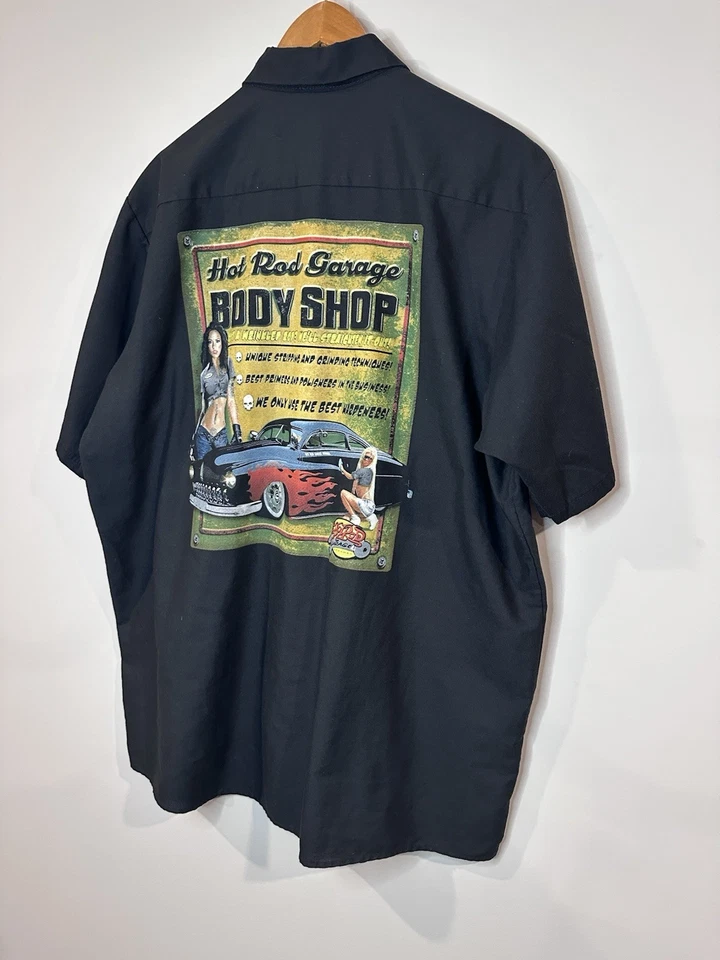 Camisa de Trabajo Rockabilly Para Hombres XL Roja Gorra Hot Rod Personalizada Pinup Greaser Foto 2 de 4