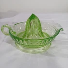 Vintage Uranium Glass Citrus Juicer Reamer Green Depression Glow UV Pour Spout