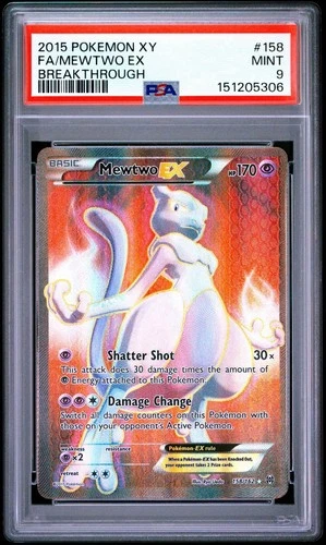 2015 POKEMON XY BREAKTHROUGH #158 FULL ART/MEWTWO EX PSA 9