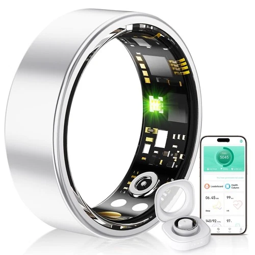Smart Ring Health Tracker, Sleep & Heart Rate Monitor, IP68 Waterproof Size 8
