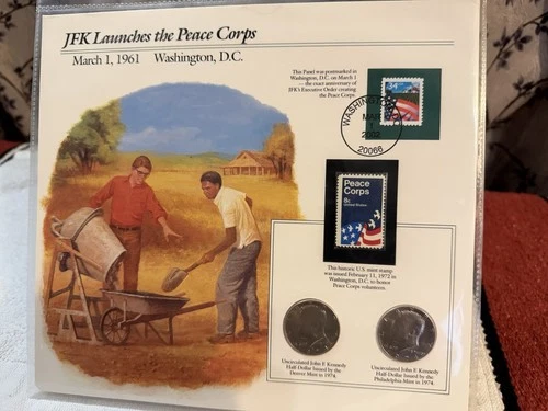 1974 JFK Commemorative Set • 2 Uncirculated Half Dollars + Stamp Panel