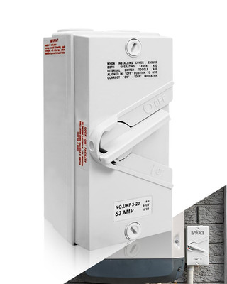 3 Pole Enclosed Motor Disconnect Switch 63A 440V, 3 Phase Electrical, IP65 Water