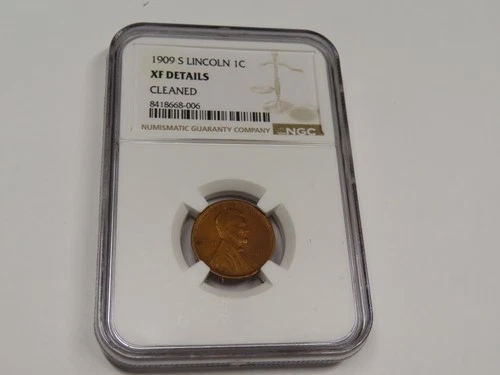1909 S NGC XF DETAILS CLEANED LINCOLN WHEAT PENNY SMALL CENT