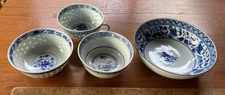 (3)Pieces Vintage Japanese 'rice grain' Porcelain, plus Japanese Rice Bowl