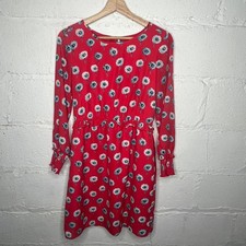 J. Crew Factory Women's Red Printed Long-Sleeve Fitted Floral Dress Size 4