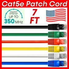 7 FT Ethernet CAT5e Cable RJ45 Internet Router Cat5e Patch Cord Network Wire