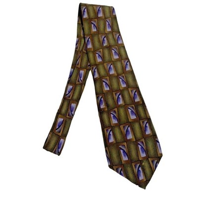 #7161 Christopher Reeve Collection Glenn Close Green Silk Necktie 3.75 wide
