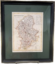 Antique 1845 Staffordshire Map Joshua Archer Engraving Framed