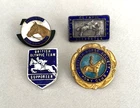 4 X VINTAGE ENAMEL HORSE BADGES Olympic Team Pony Club Society BHS  jumping