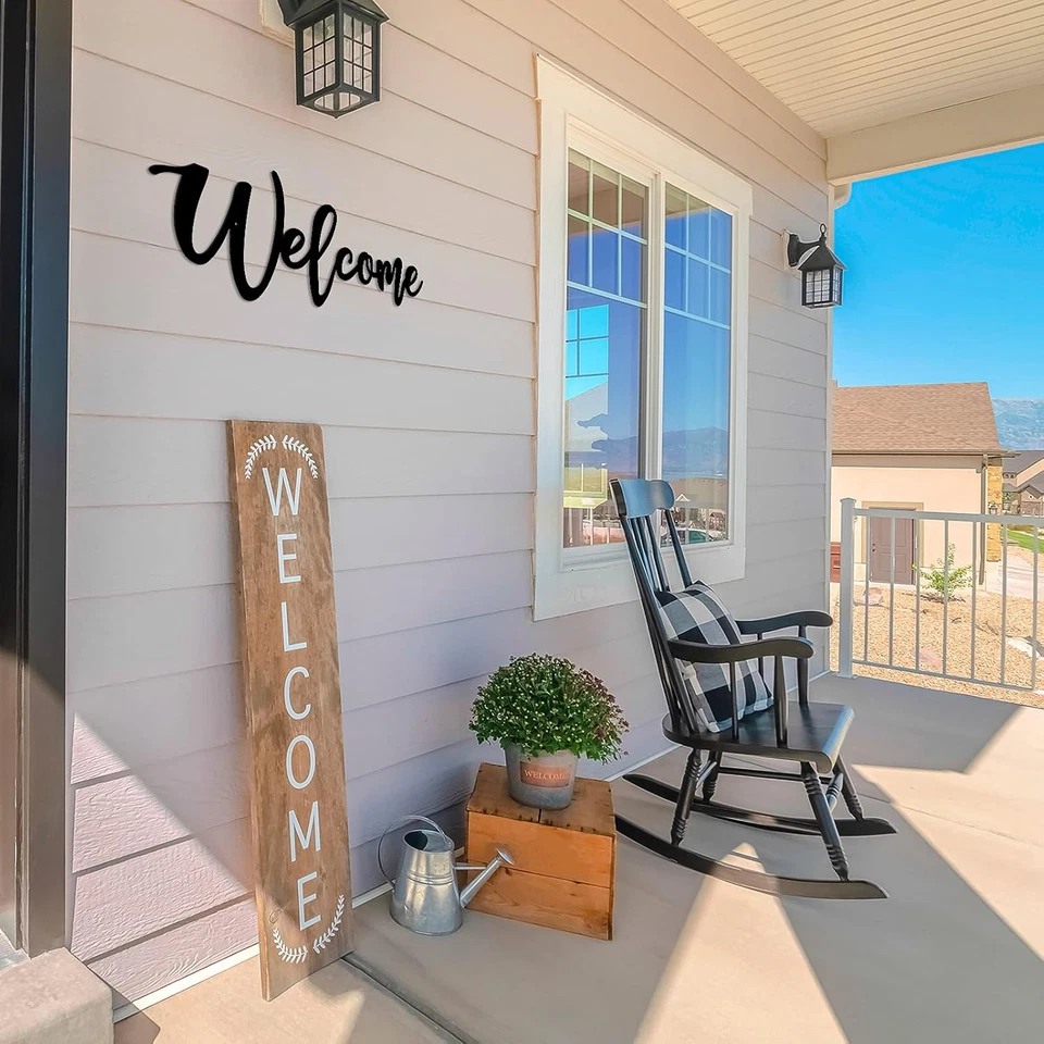 Letrero de metal de bienvenida decoración de pared, letras recortadas para hogar u oficina, 24 pulgadas Foto 3 de 4