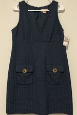 NWT Michael By Michael Kors Dress Sleeveless Navy W Gold Buttons/12 MSRP$179.50