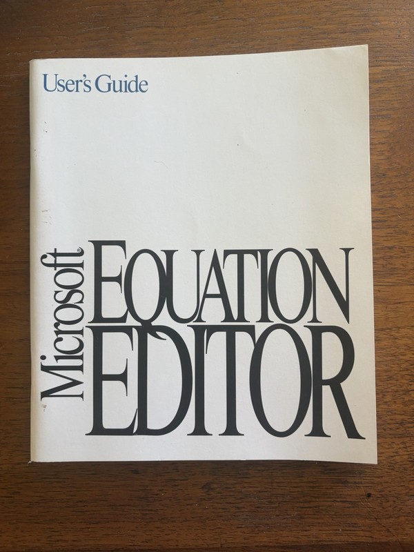 Vintage 1991 Microsoft Equation Editor User's Guide Software Manual Retro 90s