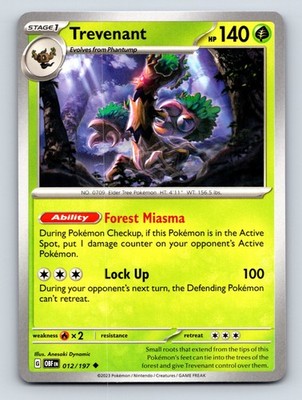Stage 1 Trevenant HP 140 Forest Miasma Ability Green Pokémon Card