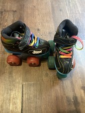 Kids Size 10 Quad Roller Skates Light Up Wheels Rainbow Laces Chicago Dream