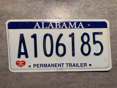 USA License Plate Nummernschild Kennzeichen Alabama Permanent Trailer