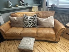 2 X 3 Seater Leather Sofa’s Tan Good Condition Collection only £200 the Pair 