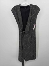 Pre-Owned Ann Taylor Black Size 4P Stripe Knee Length Short Sleeve Dress