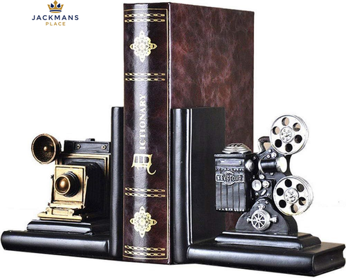 Shelf Book Ends Camera Movie Projector Bookends Heavy Vintage Storage...