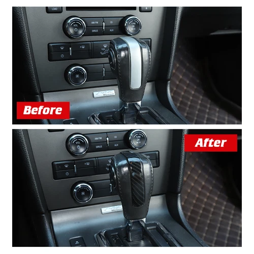 Carbon Fiber ABS Central Gear Shift Knob Trim Cover Fit For Ford Mustang 2010-14 - Foto 4 di 15