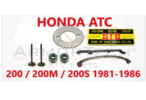 HONDA ATC 200 200M 200S DID CAM CHAIN /SHINDY VALVES / GUIDES / SEALS / SPROCKET