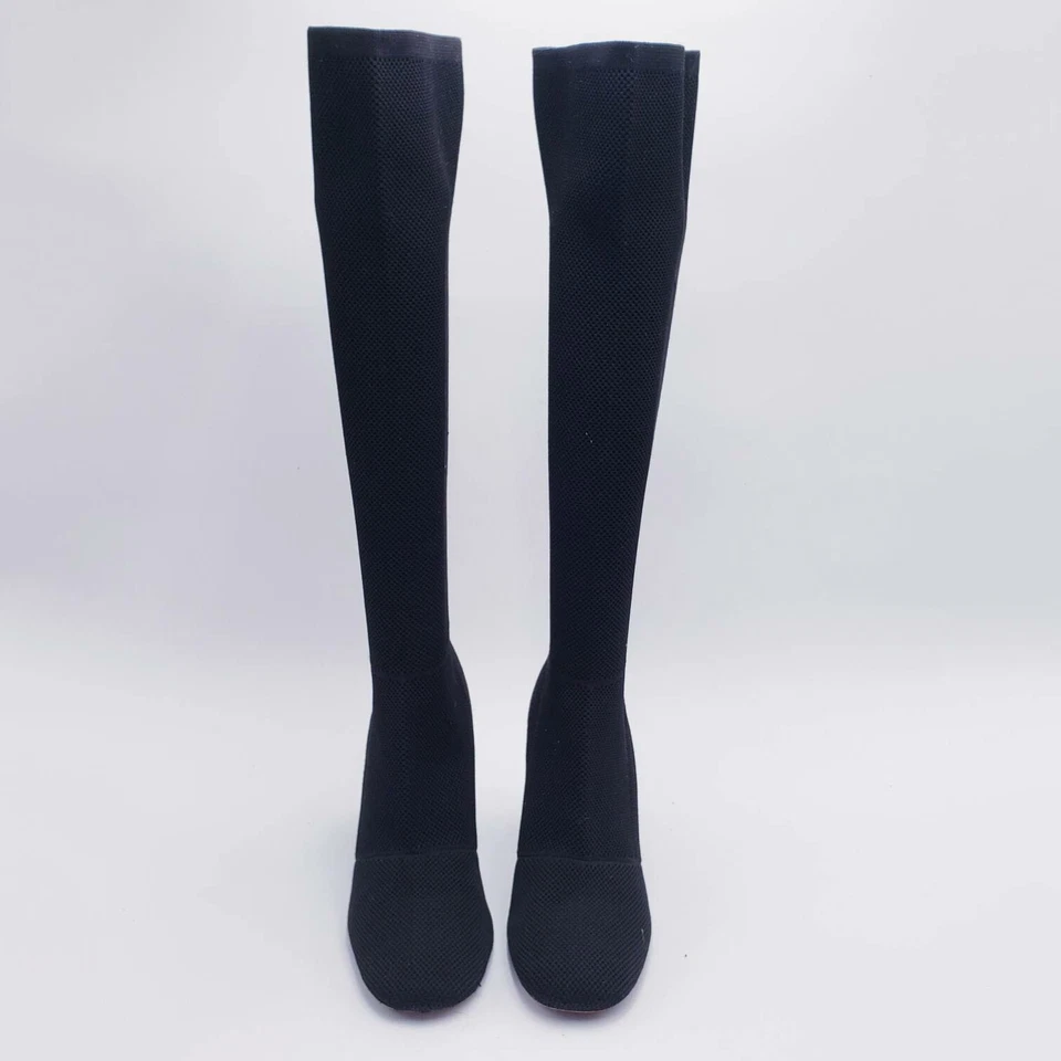 Joie Women's 8 Black Tall Knee High Knit Boot Chunky Block Heel Square Toe — 第 2/4 张图片
