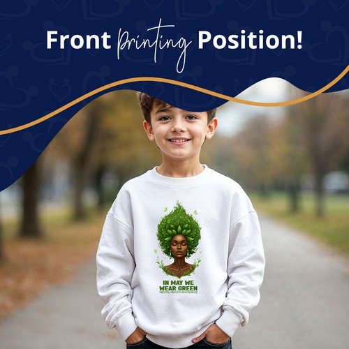 Girls Green Leaf Crown Mental Health Awareness Sweatshirt Jumper Anxiety #MHA - Picture 7 of 21